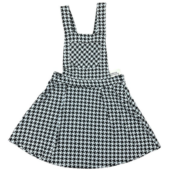 Forever 21  black and cream Houndstooth Print overall dress. Sz. S - Picture 2 of 4